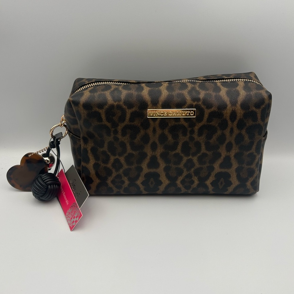 *New* Vince Camuto Leopard and Bag Charms Zipper Pull Cosmetic/Travel Bag